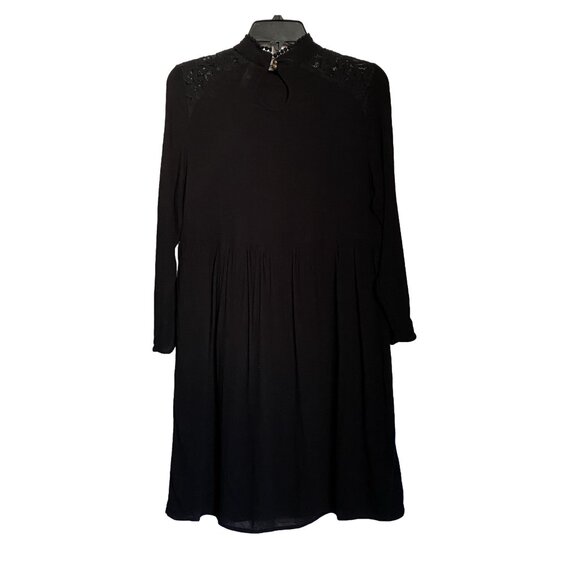 XHILARATION Embroidered Lace Long Sleeve Black Boho Midi Goth Dress XL EUC - Picture 2 of 15